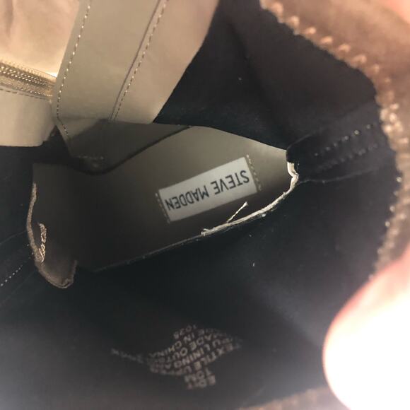 Steve Madden Heeled Sock Boot Tan Suede Almond Toe 10 - Picture 11 of 12